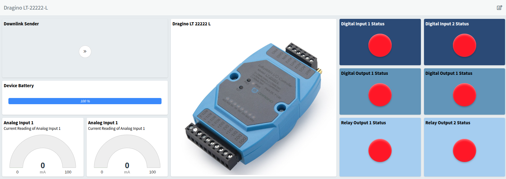 Real-time dashboard for Dragino LT22222L