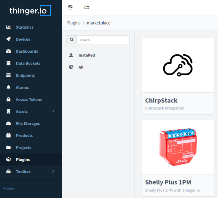 ChirpStack Plugin available in Thinger.io Marketplace