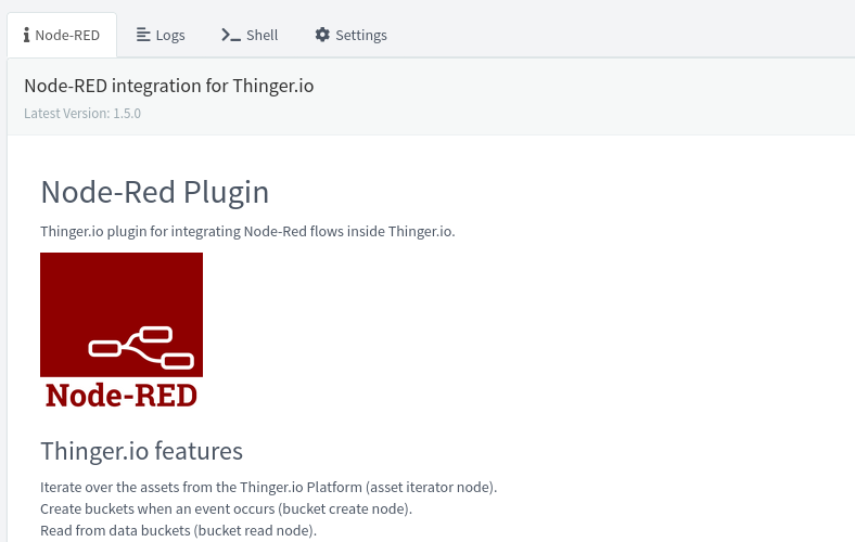 Plugin details as shown in Thinger.io Platform