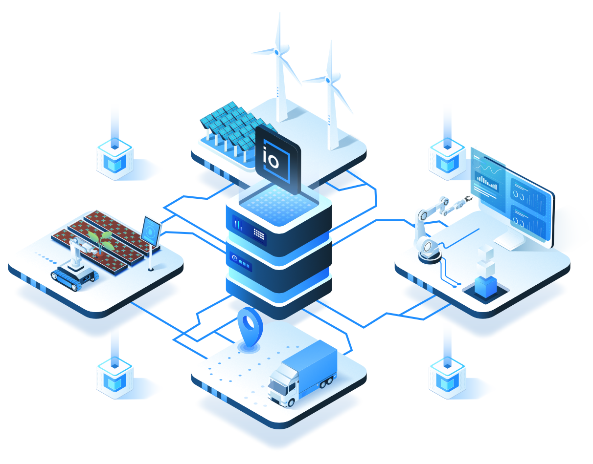 Thinger.io platform with person showing a workflow with devices integrated into the platform