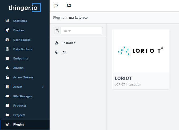 LORIOT in Thinger.io Marketplace